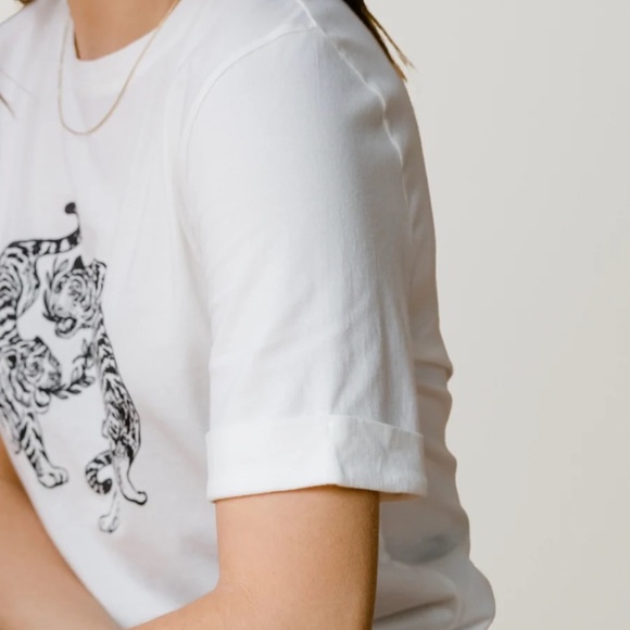 ABLE Gloria Graphic Tee - white/black tiger graphic, size S - Picture 3 of 9